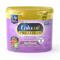 Enfamil PREMIUM Non-GMO Gentlease Infant Formula - Clinically Proven to reduce fussiness, gas, crying in 24 hours - Reusable Powder Tub, 21.5 oz